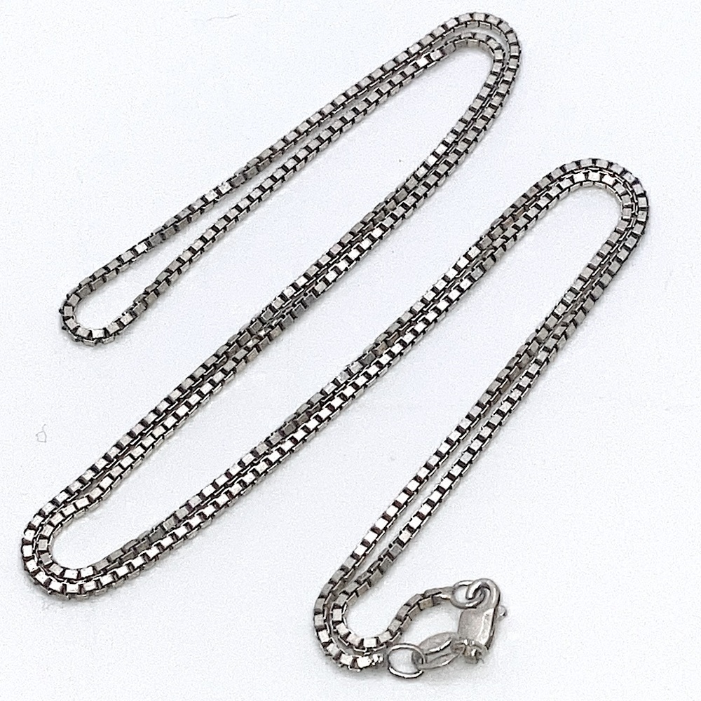 Vtg Solid Sterling Silver Box Link Chain 24” Length 2mm Width